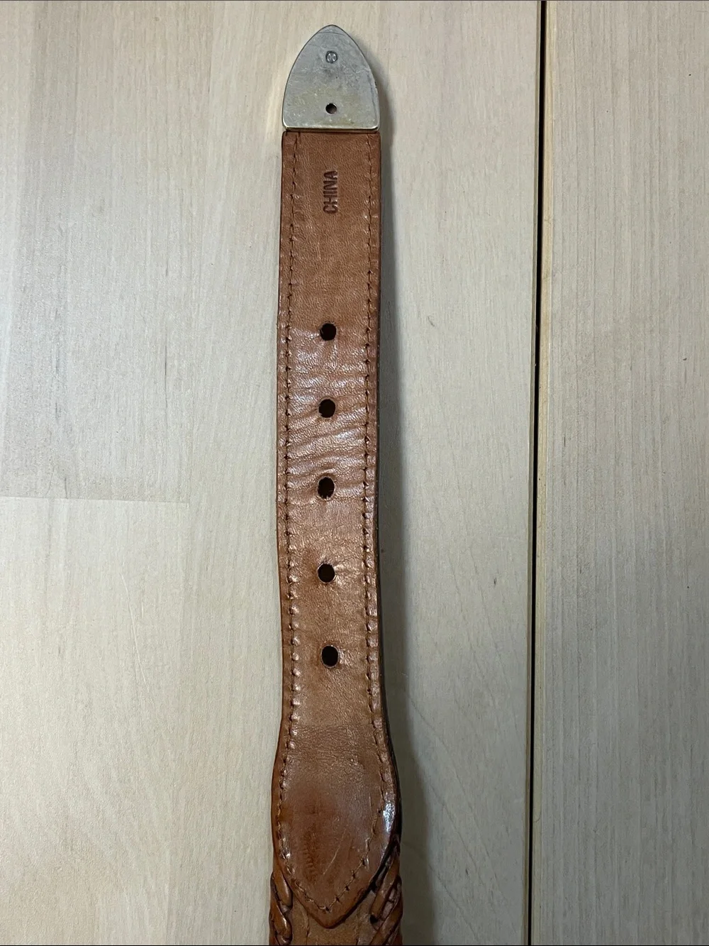 Brown Leather & Decorative Beaded Belt w/ Silver Hardware Men’s Size 38